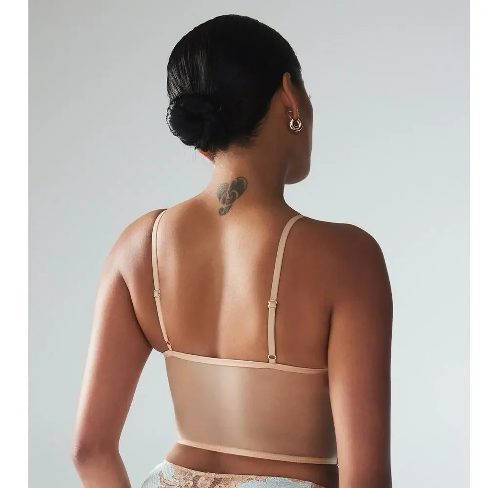 Savage x Fenty Laced Up Strappy Cami Corset Camisole Lace Mesh Bra Top L New